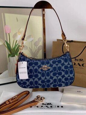 COACH Teri Shoulder Bag Signature Denim Outlet NEW